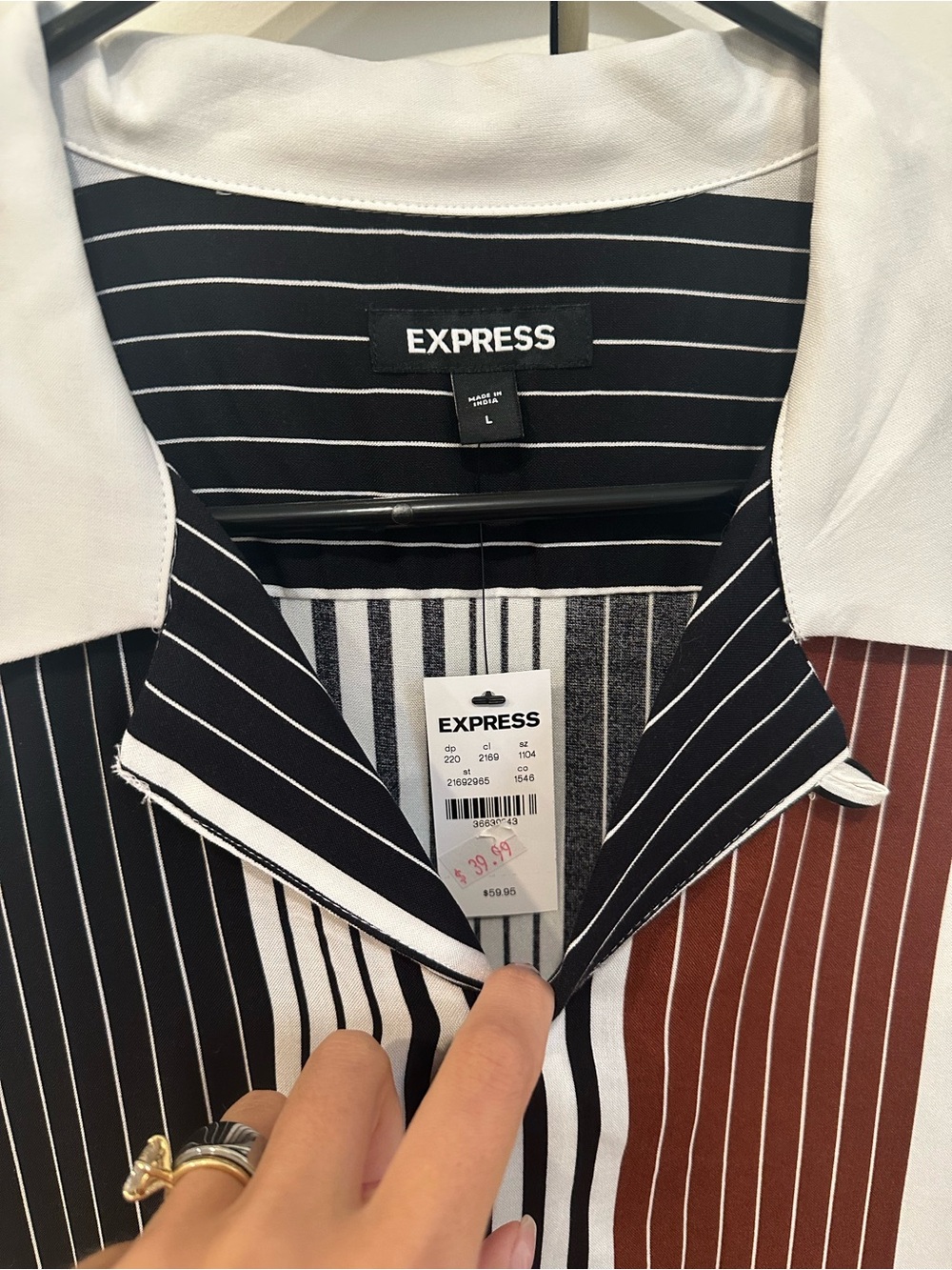 Express Men's Short Sleeve Button-Up Shirt - White, Black, Brown - Picture 3 of 3